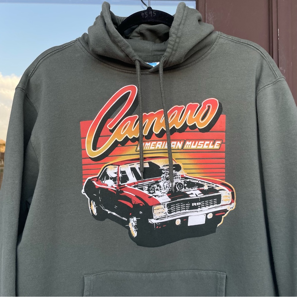 Camaro * American Muscle * Olive Green Hoodie L